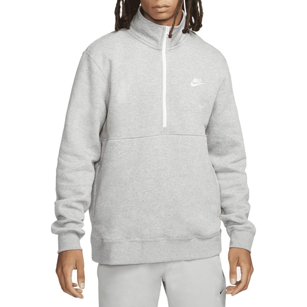 Nike Sportswear Club Fleece 1/2 Zip Size Small Pullover Gray Men's  DD4732-066